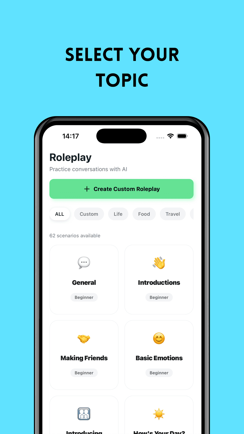 Select your topic for roleplay
